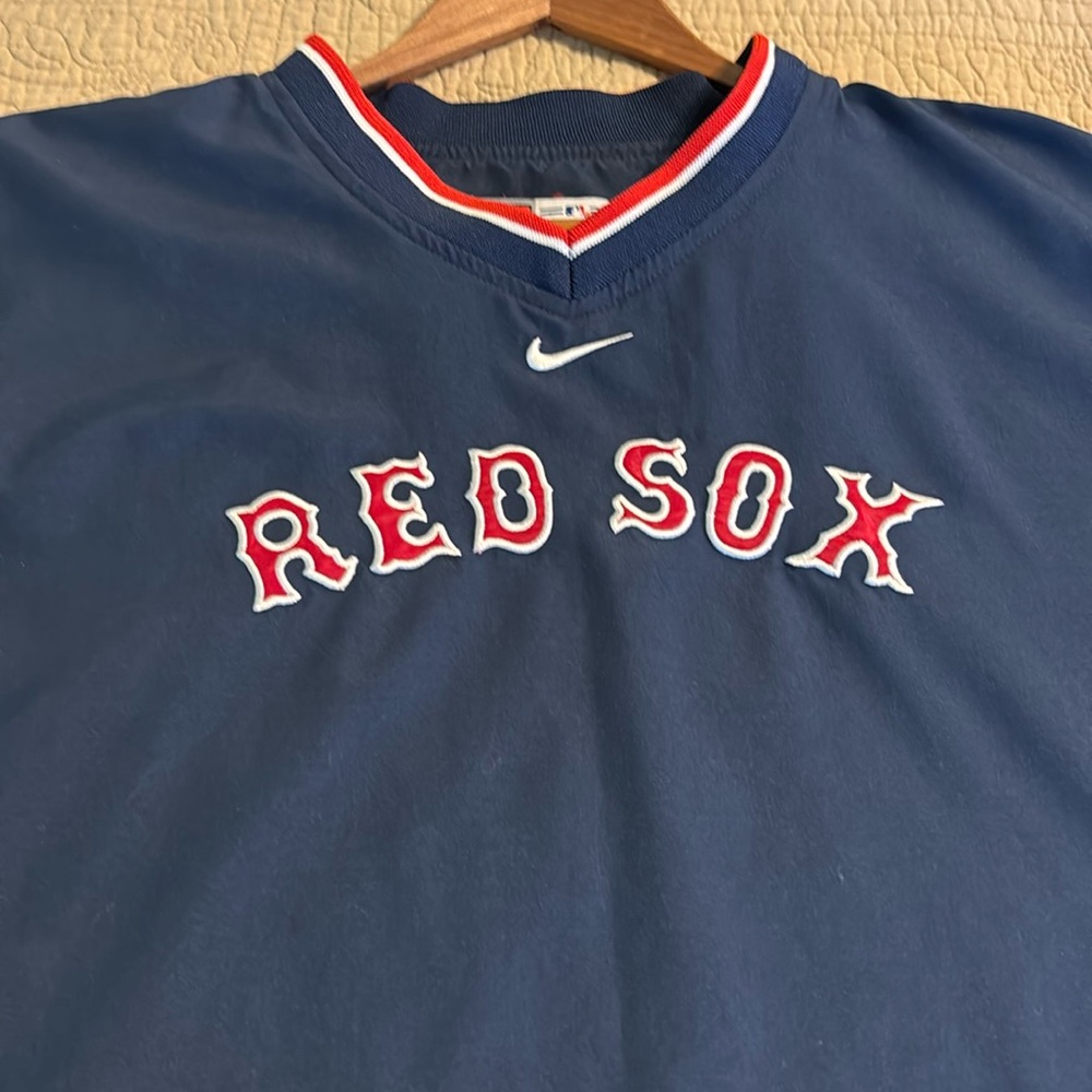 Nike MLB Boston Red Sox Windbreaker Mens L Navy Warm Up Jacket Side Zip